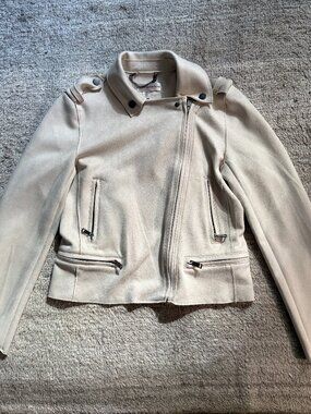 Catherine Malandrino Faux Suede Moto Jacket Cream Small